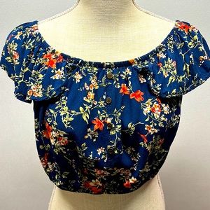 Xhilaration Navy Floral Crop Top Size M